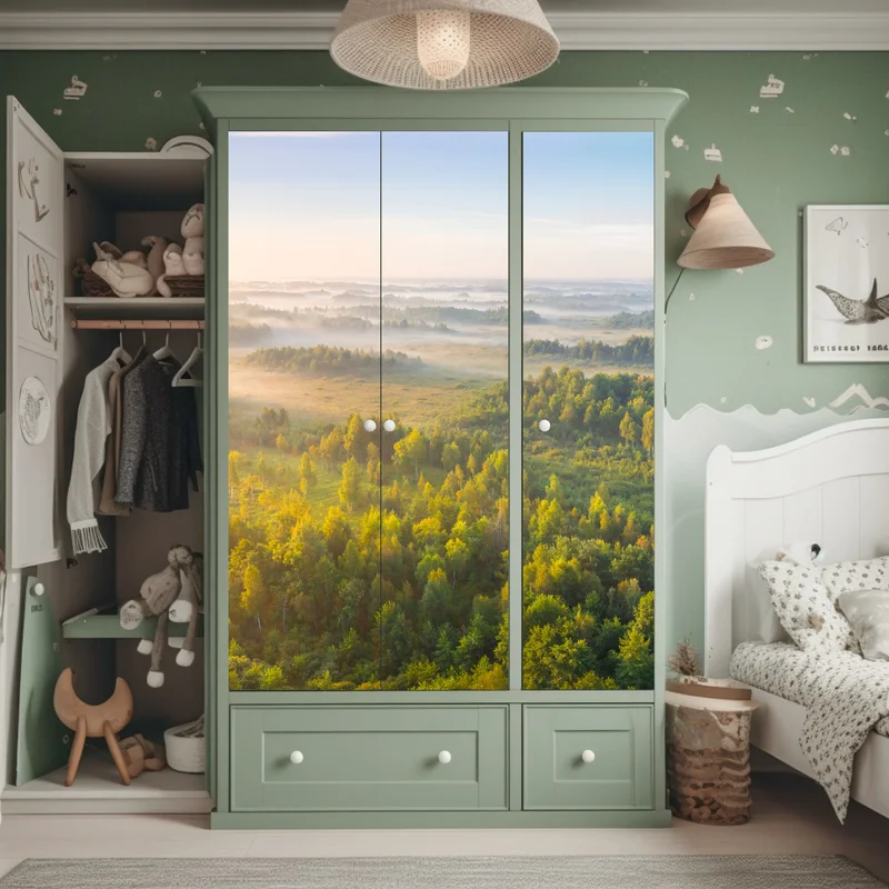 Schrankaufkleber nebliger morgen im sumpf von Zvanets