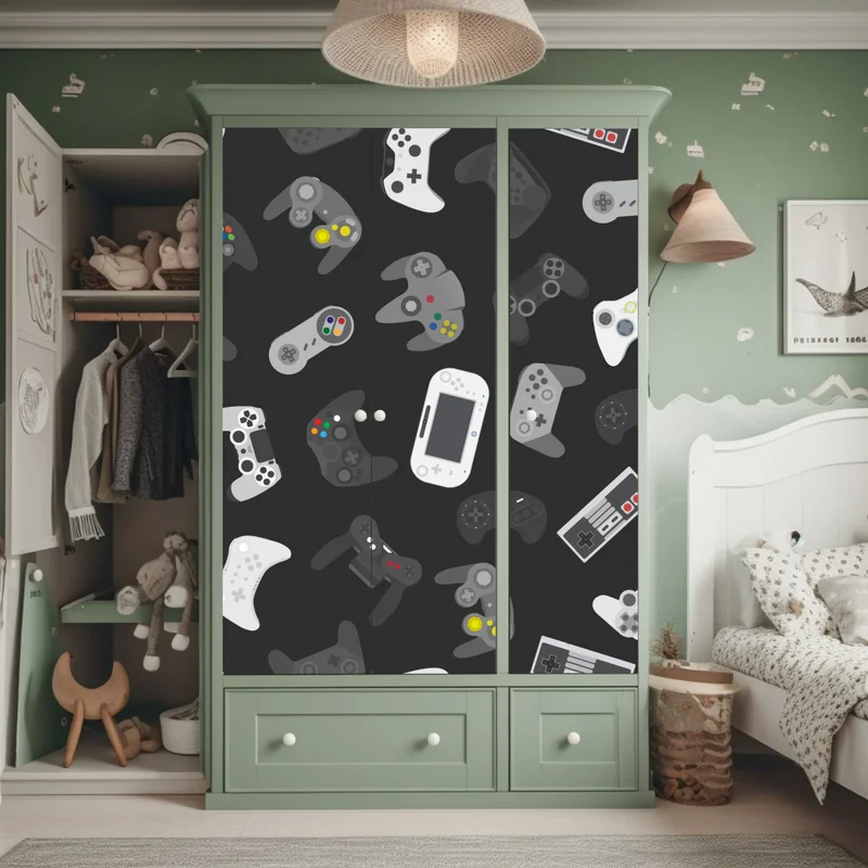 Schrankaufkleber retro controller muster