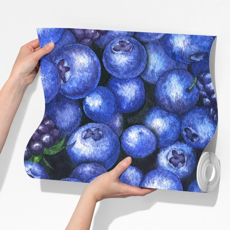 Fototapete aquarellmuster mit blaubeeren und brombeeren Fototapete aquarellmuster mit blaubeeren und brombeeren