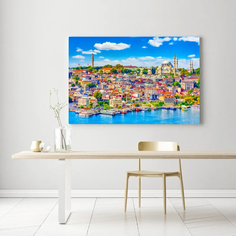 Leinwandbild lebendige Skyline von Istanbul über dem Bosporus Leinwandbild lebendige Skyline von Istanbul über dem Bosporus