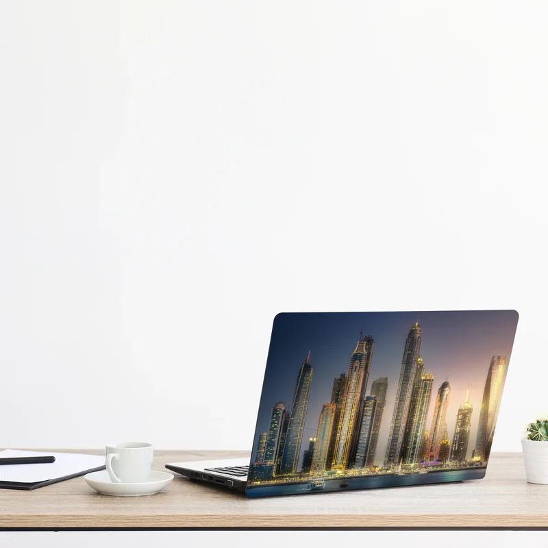 Laptop-Aufkleber goldene stadtansicht bei dämmerung