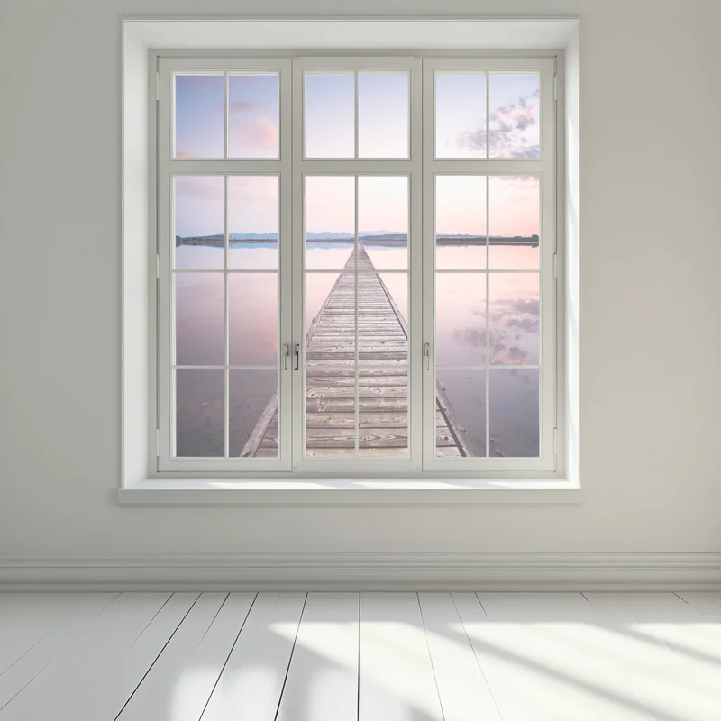 Fensteraufkleber holzsteg zum horizont bei sonnenuntergang Fensteraufkleber holzsteg zum horizont bei sonnenuntergang