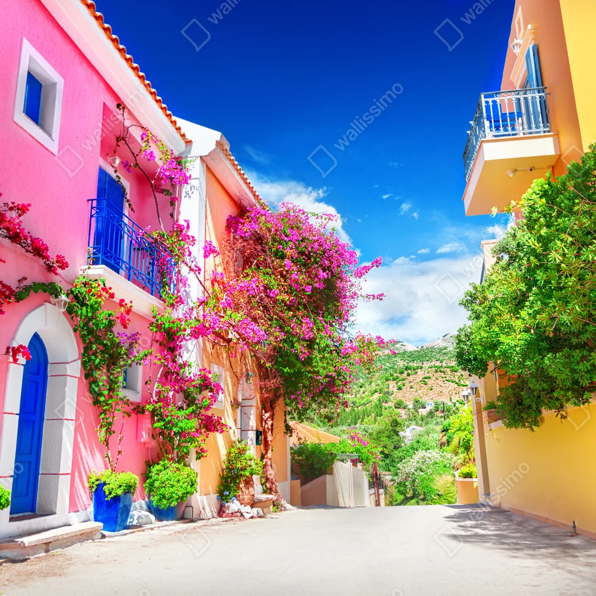 Fototapete bunte gasse auf Kefalonia Fototapete bunte gasse auf Kefalonia