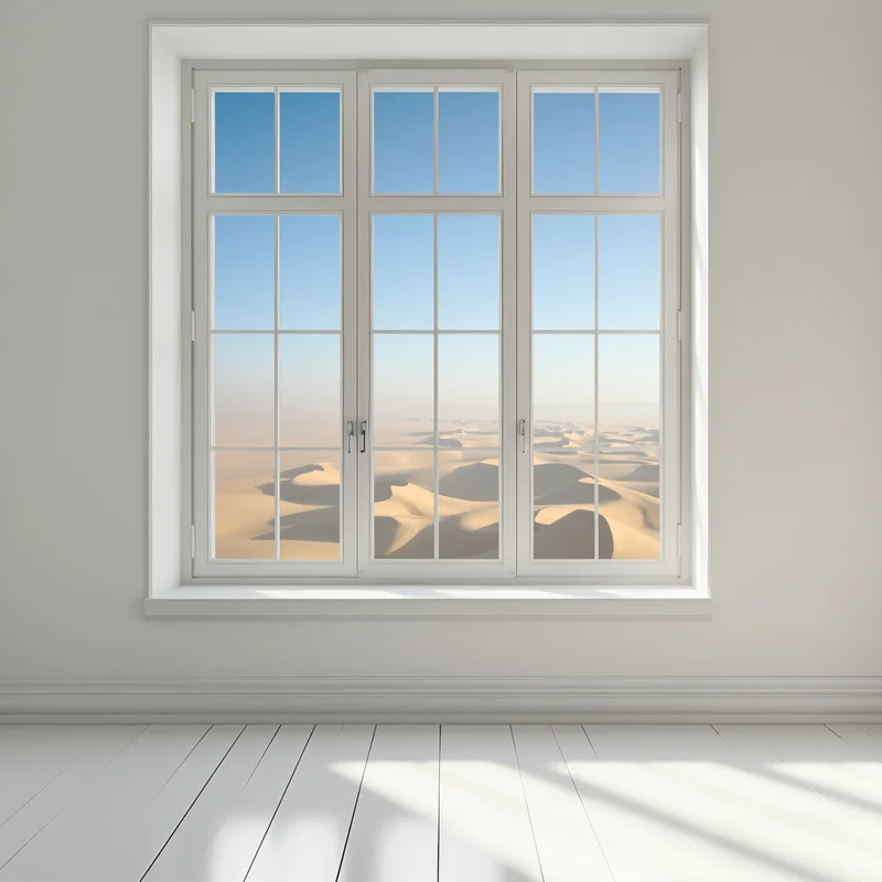 Fensteraufkleber endlose wüstendünen unter blauem himmel