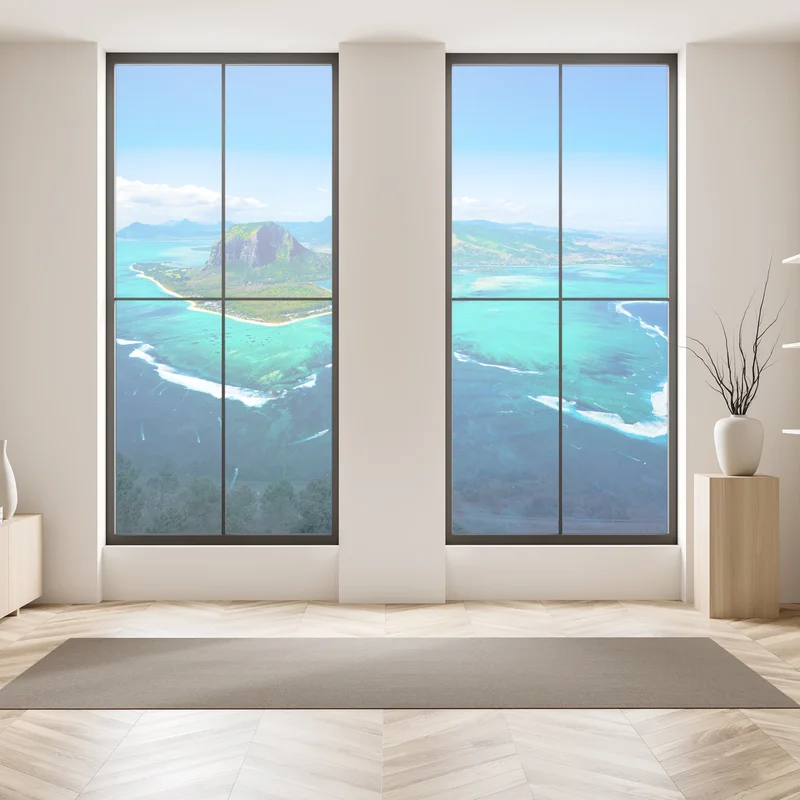 Fensteraufkleber panorama Le Morne über der lagune von Mauritius