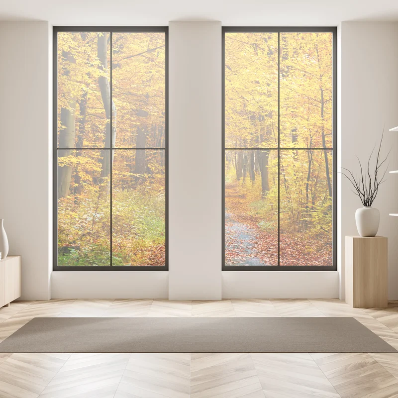 Fensteraufkleber goldener herbstwald pfad