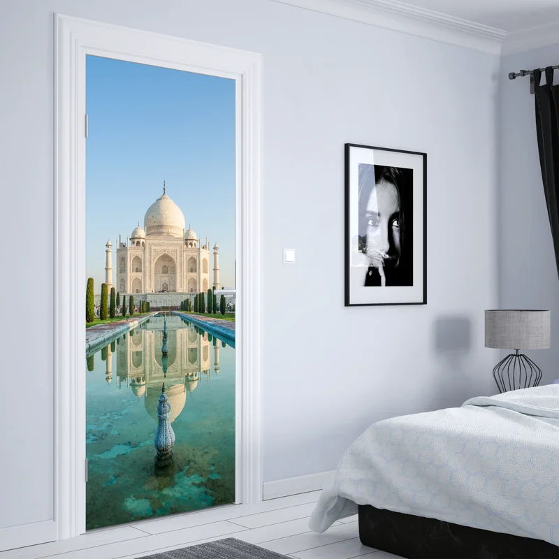Türaufkleber Taj Mahal spiegelung im morgendlichen licht