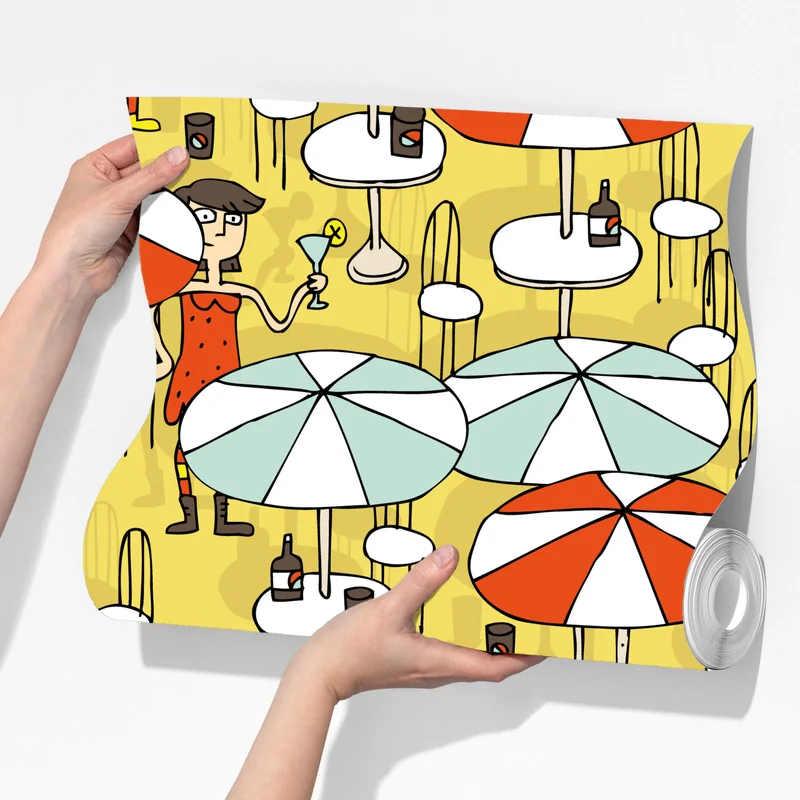 Fototapete sonniges strandmuster mit schirmen Fototapete sonniges strandmuster mit schirmen