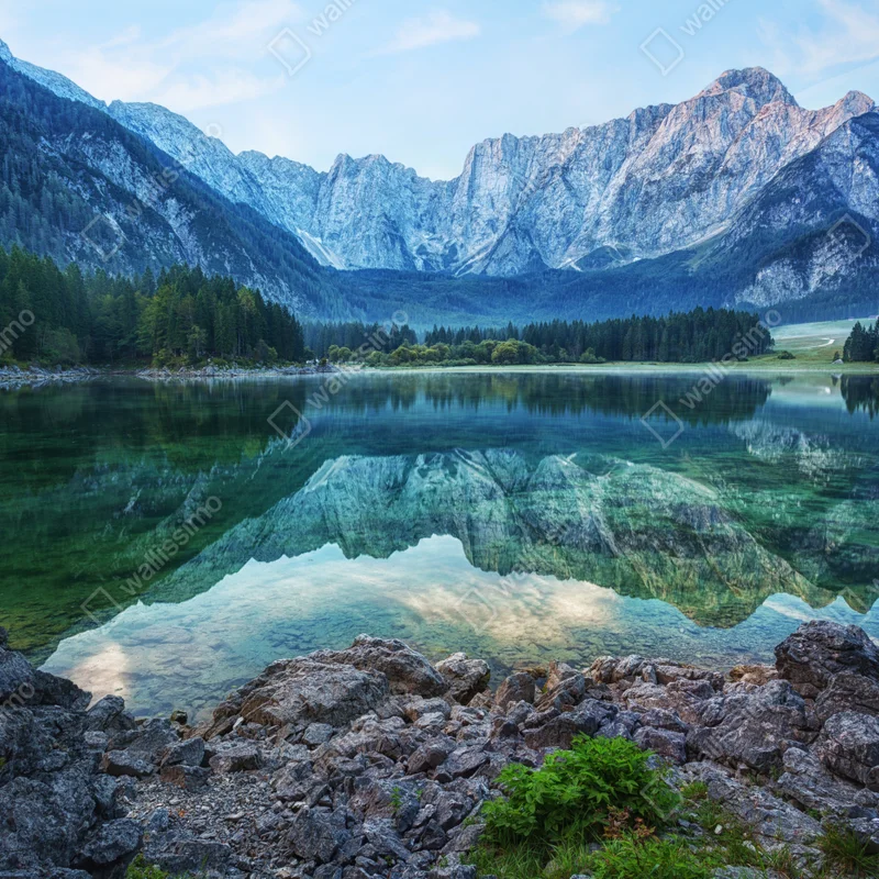 Laptop-Aufkleber früher morgen am See Fusine, Julische Alpen Laptop-Aufkleber früher morgen am See Fusine, Julische Alpen