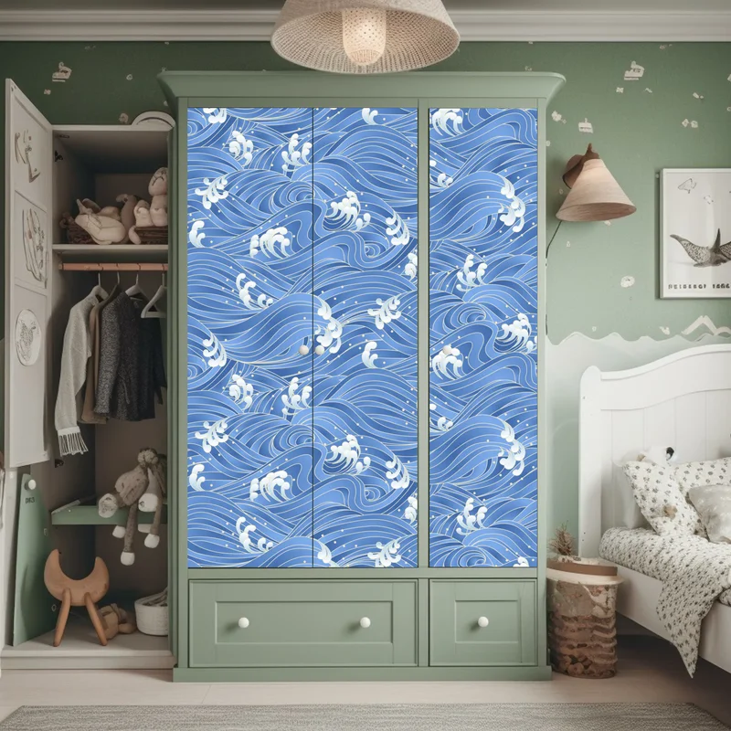 Schrankaufkleber stilisiertes Japanisches wellenmuster