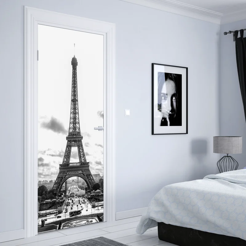 Türaufkleber Paris Eiffelturm in monochrom Türaufkleber Paris Eiffelturm in monochrom