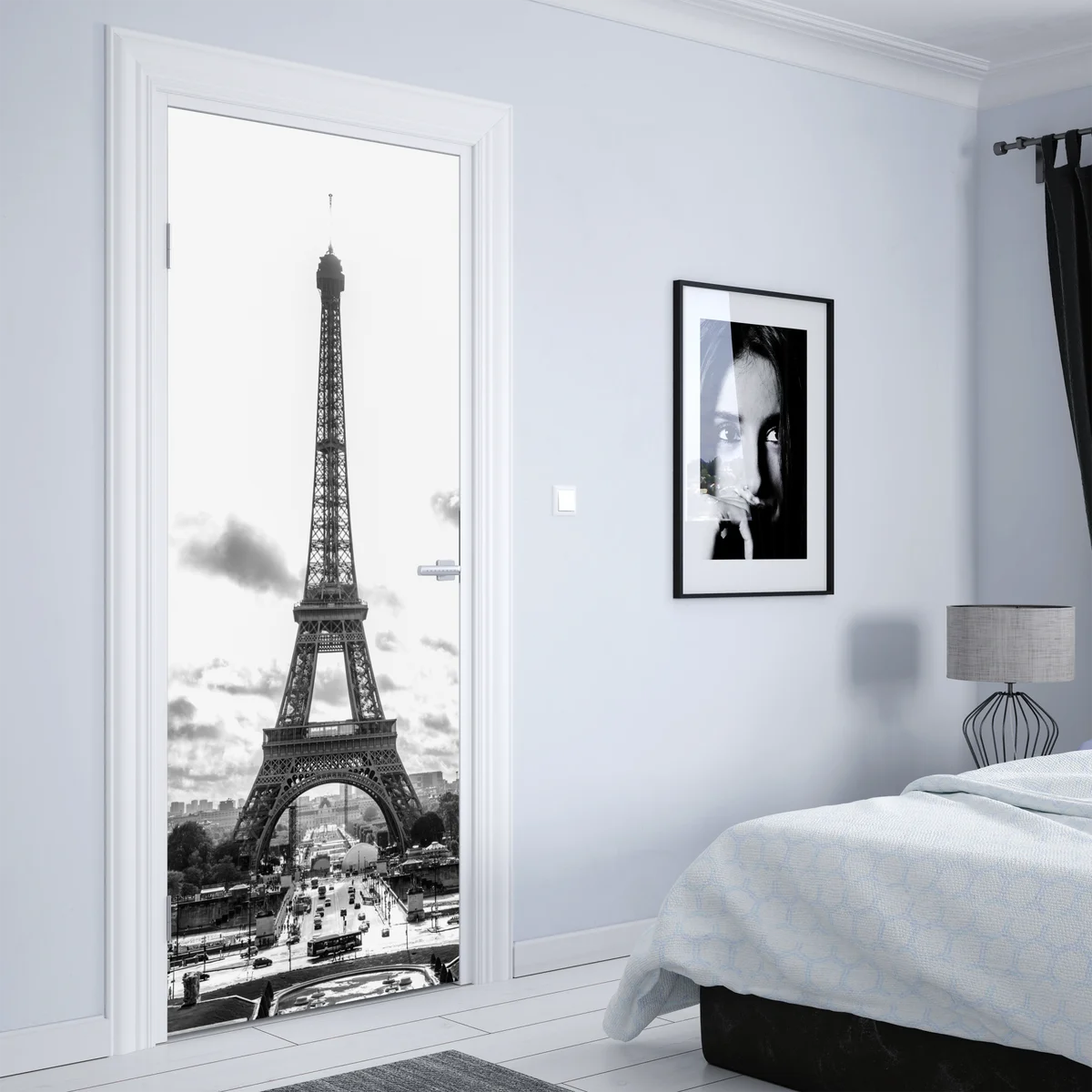 Türaufkleber Paris Eiffelturm in monochrom Türaufkleber Paris Eiffelturm in monochrom