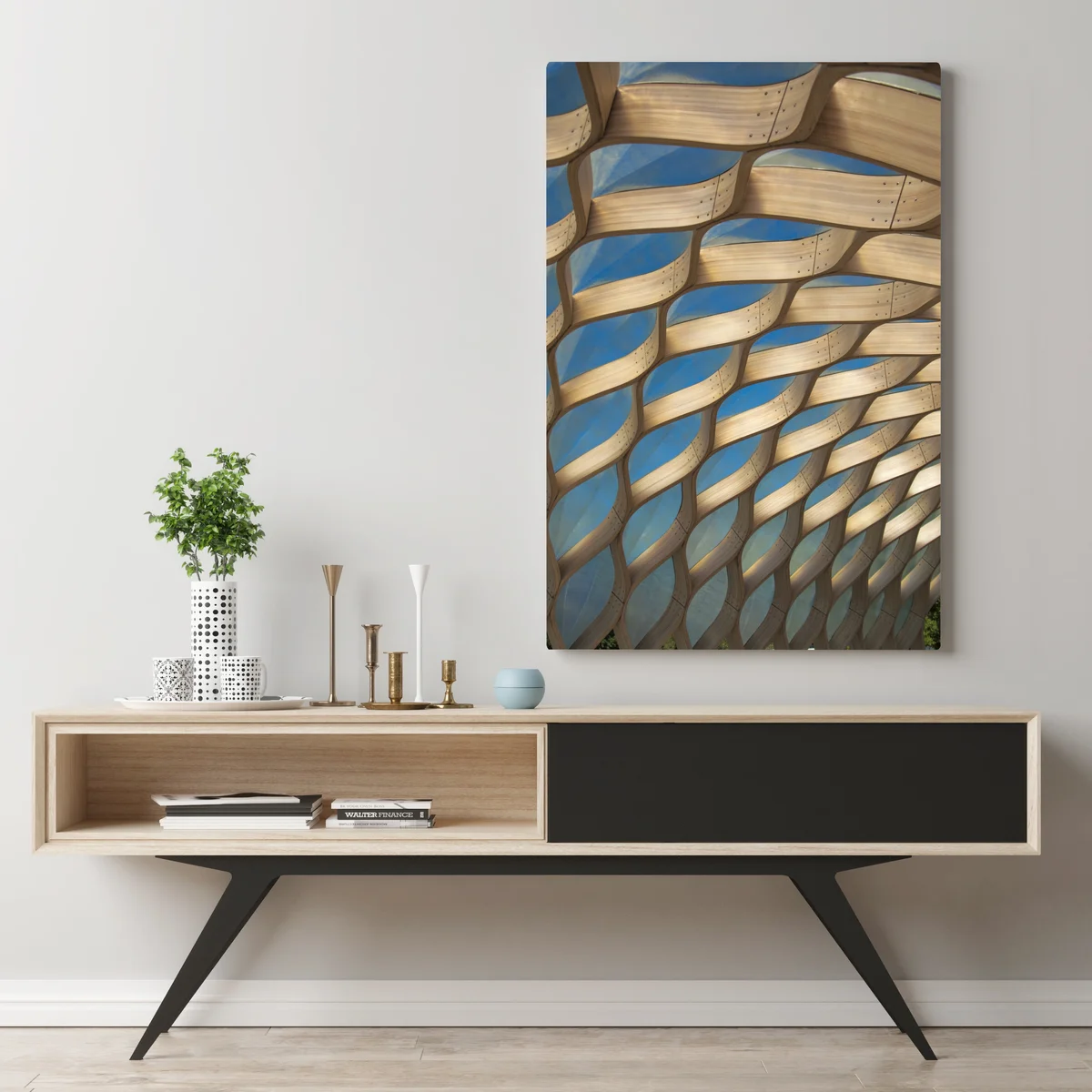 Leinwandbild holzlamellen überdachung in Chicago Leinwandbild holzlamellen überdachung in Chicago