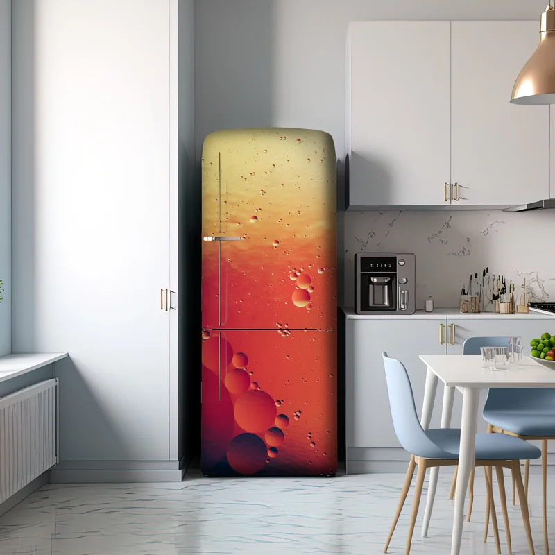 Kühlschrankaufkleber warme orange abstraktion mit blasen