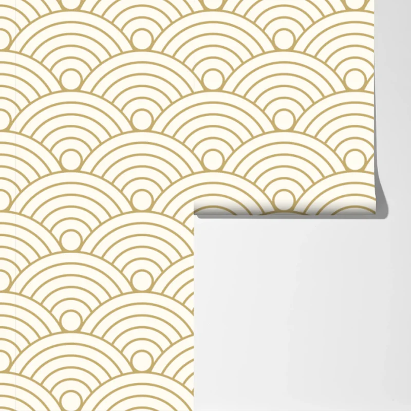 Fototapete goldenes seigaiha wellenmuster Fototapete goldenes seigaiha wellenmuster