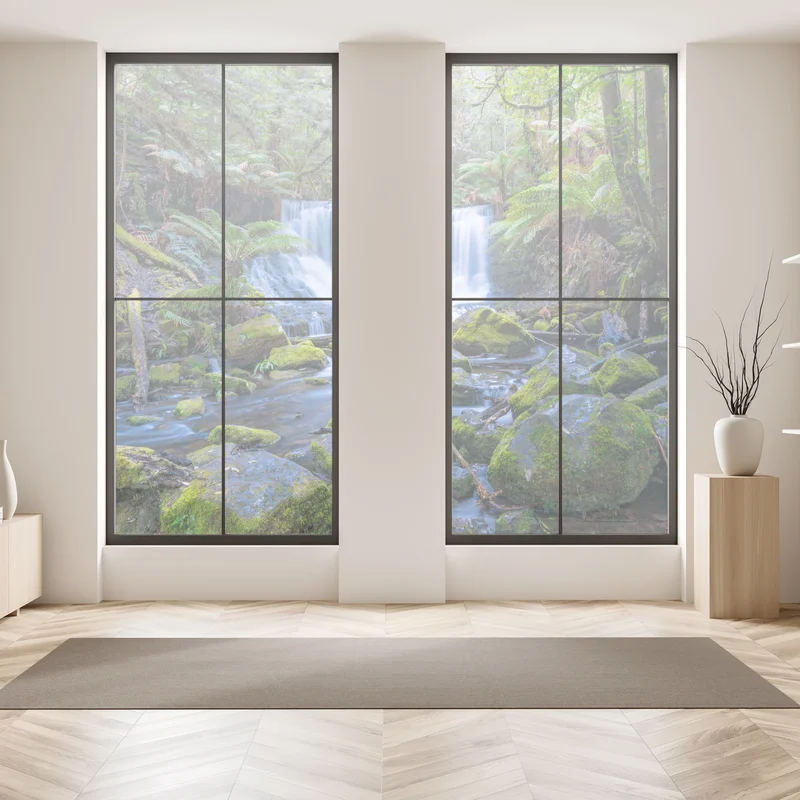 Fensteraufkleber friedlicher waldwasserfall Fensteraufkleber friedlicher waldwasserfall