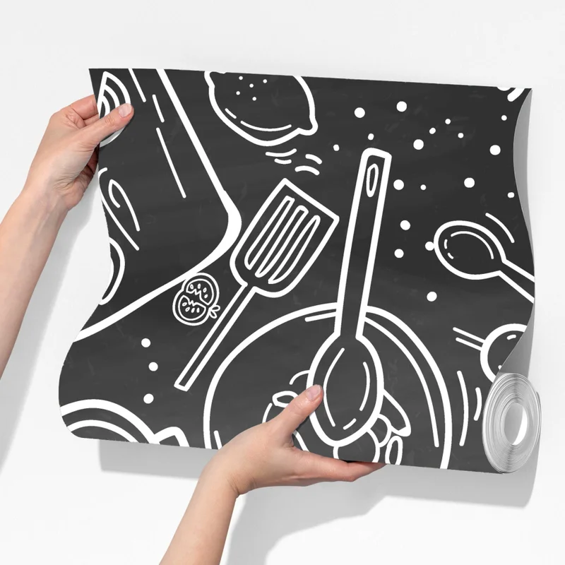 Fototapeta kuchenny wzór tablicowy z doodlami Fototapeta kuchenny wzór tablicowy z doodlami