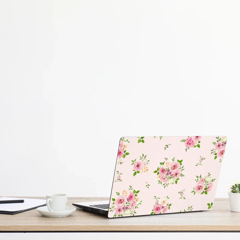 Laptop-Aufkleber zartes rosenmuster in pastellrosa Laptop-Aufkleber zartes rosenmuster in pastellrosa