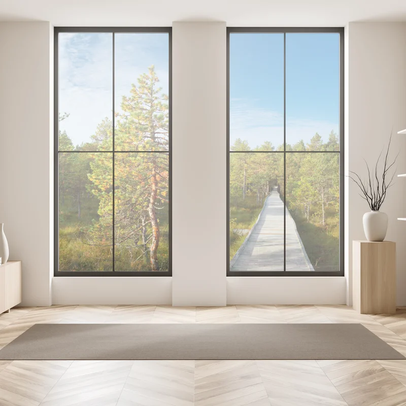 Fensteraufkleber sonniger steg durch den kiefernwald