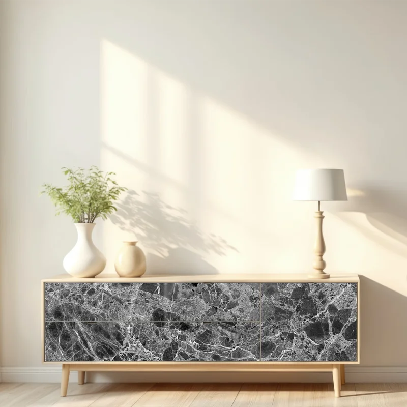 Repositionierbarer Aufkleber monochrome marmortextur