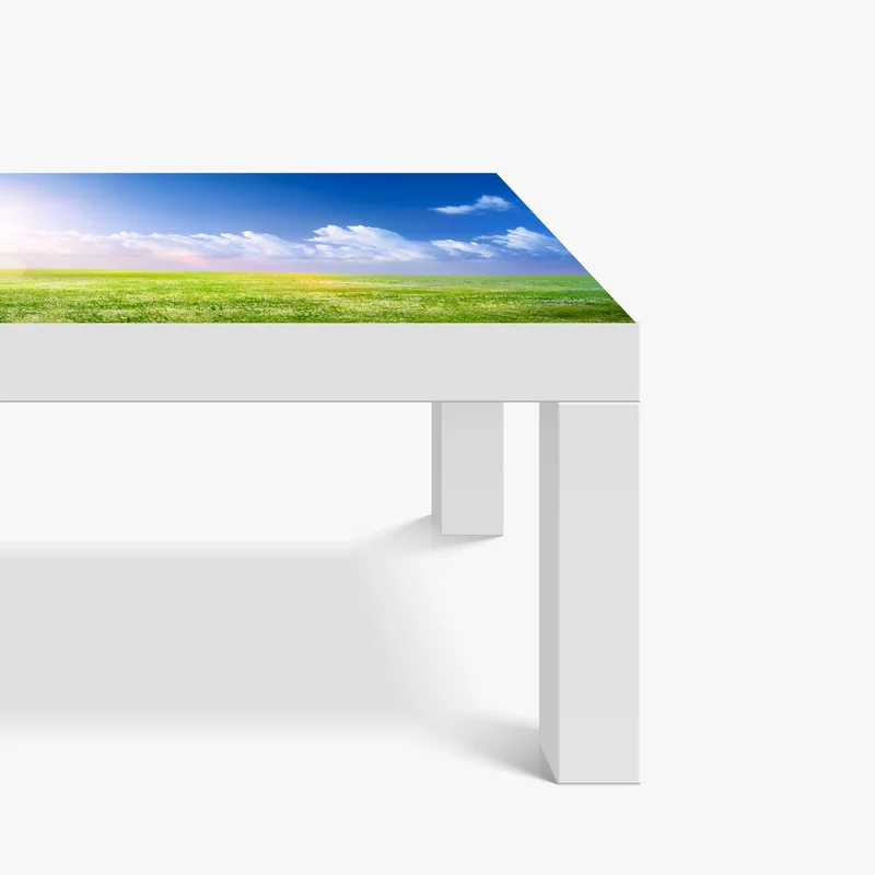 Tischaufkleber und Schreibtischaufkleber sonnige frühlingswiese unter blauem himmel