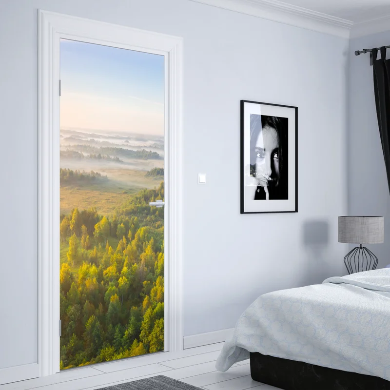 Türaufkleber nebliger morgen im sumpf von Zvanets