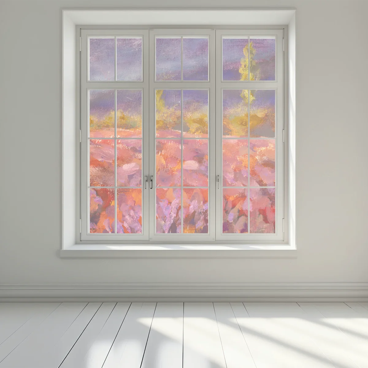 Naklejka na okno Prowansja pole lawendy obraz olejny Naklejka na okno Prowansja pole lawendy obraz olejny