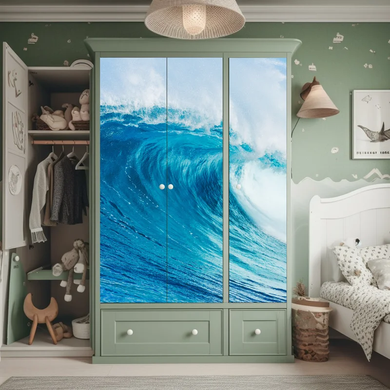 Schrankaufkleber majestätische blaue ozeanwelle