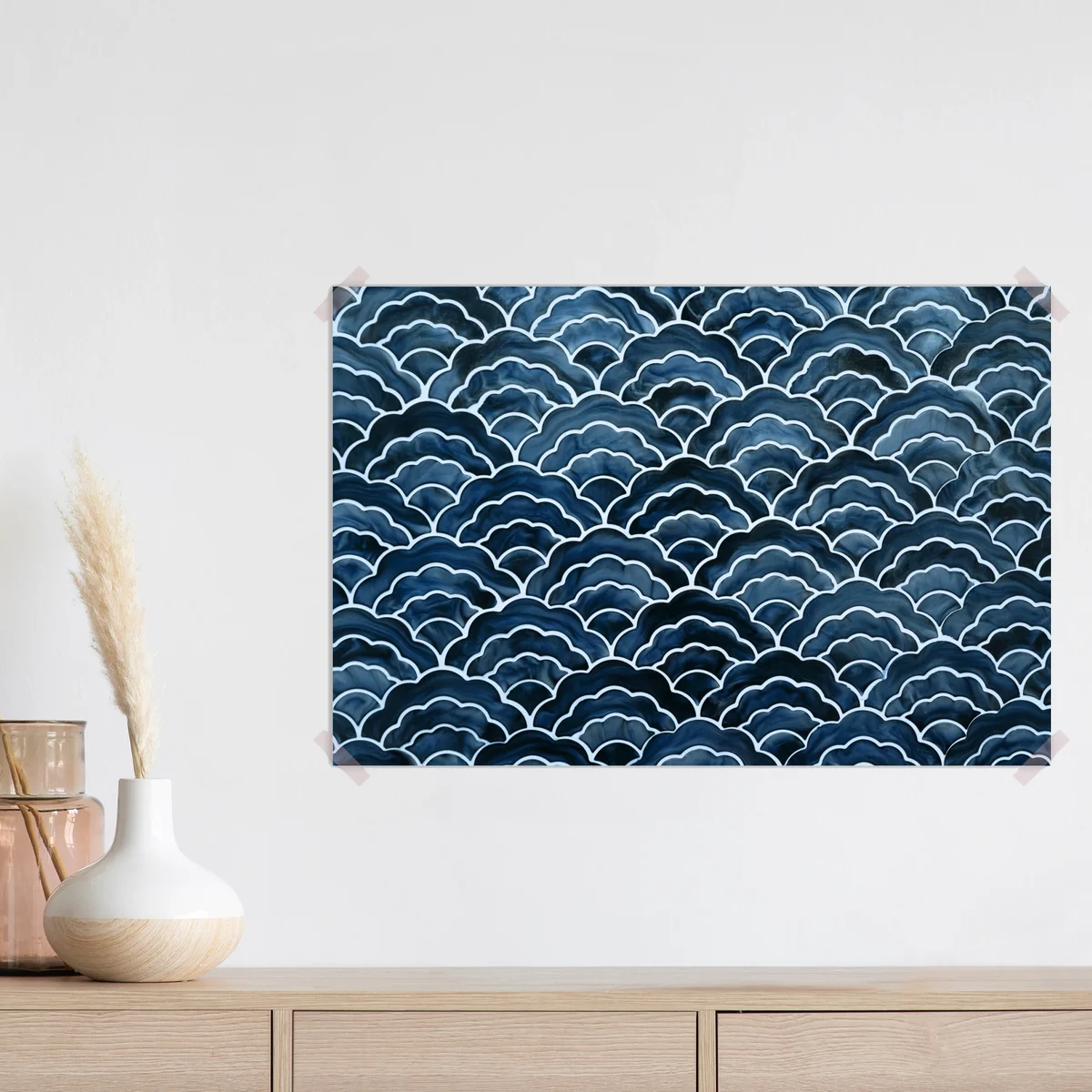 Poster japanisches blaues seigaiha-wellenmuster Poster japanisches blaues seigaiha-wellenmuster