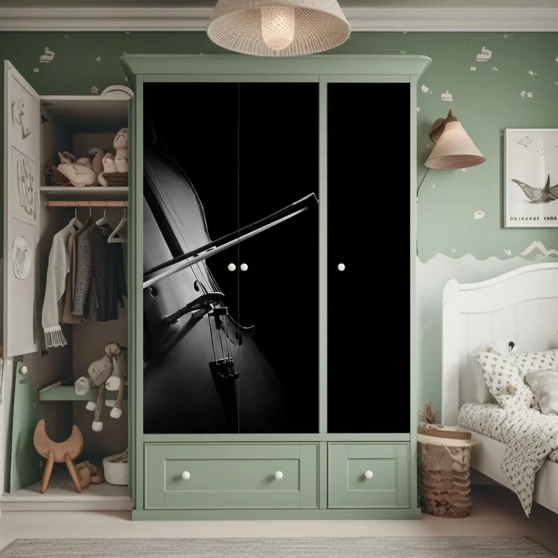 Schrankaufkleber elegantes cello in monochrom