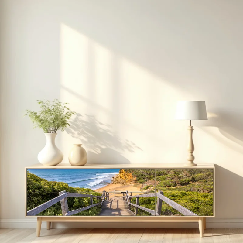 Repositionierbarer Aufkleber weg zum Bells Beach küstenpanorama