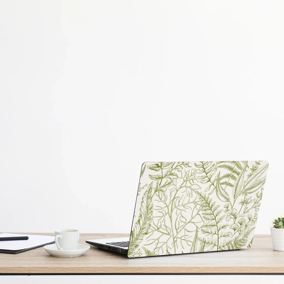 Laptop-Aufkleber handgezeichnetes grünes blättermotiv Laptop-Aufkleber handgezeichnetes grünes blättermotiv