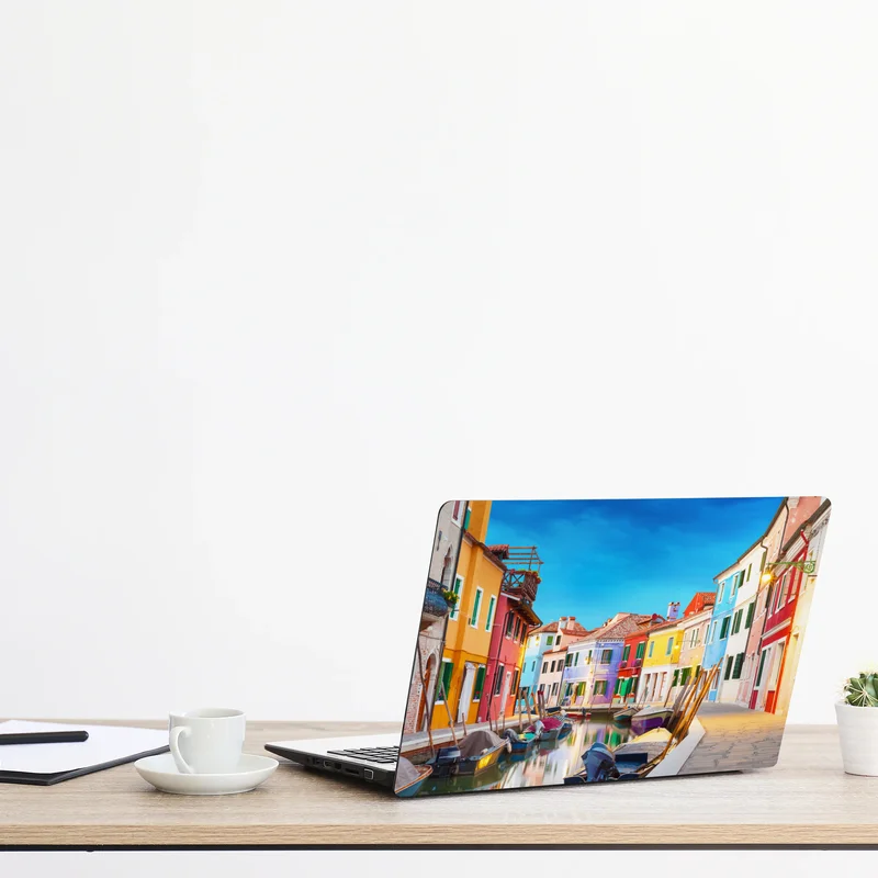 Laptop-Aufkleber bunte häuser in Burano, Venedig