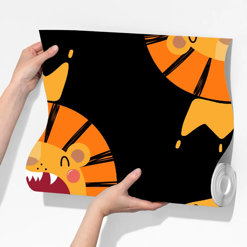 Fototapete verspieltes löwenmuster auf schwarzem hintergrund Fototapete verspieltes löwenmuster auf schwarzem hintergrund