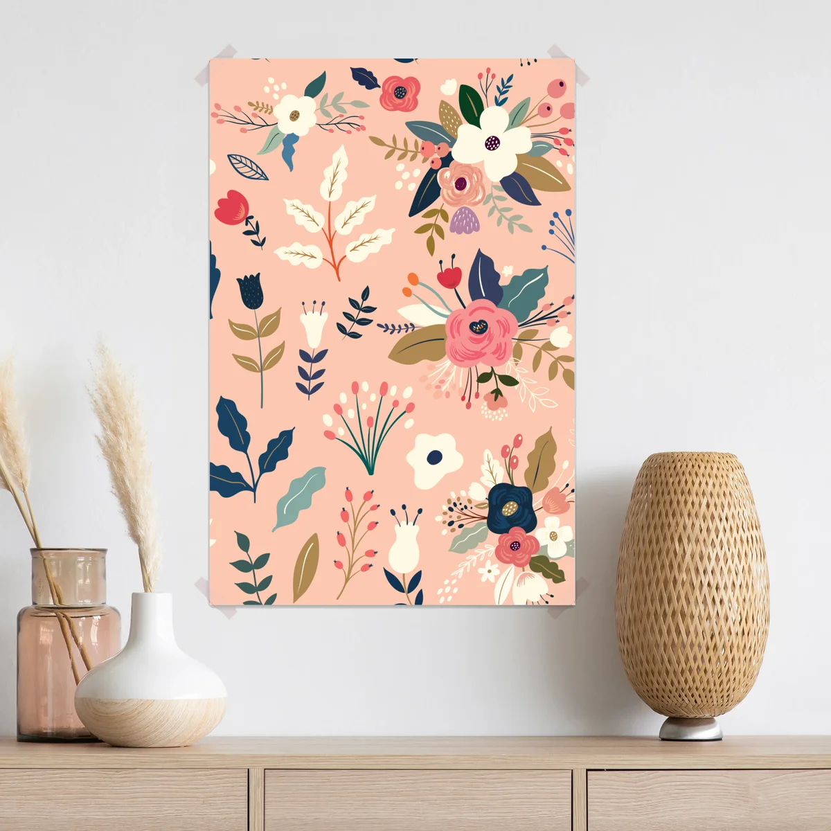 Poster zartes rosa blumenmuster • Poster bei Wallnifity® Poster zartes rosa blumenmuster • Poster bei Wallnifity®