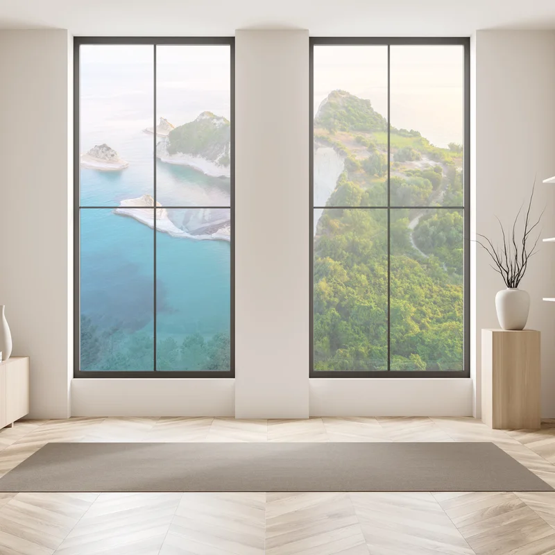 Fensteraufkleber luftaufnahme von klippen und türkisfarbenem meer