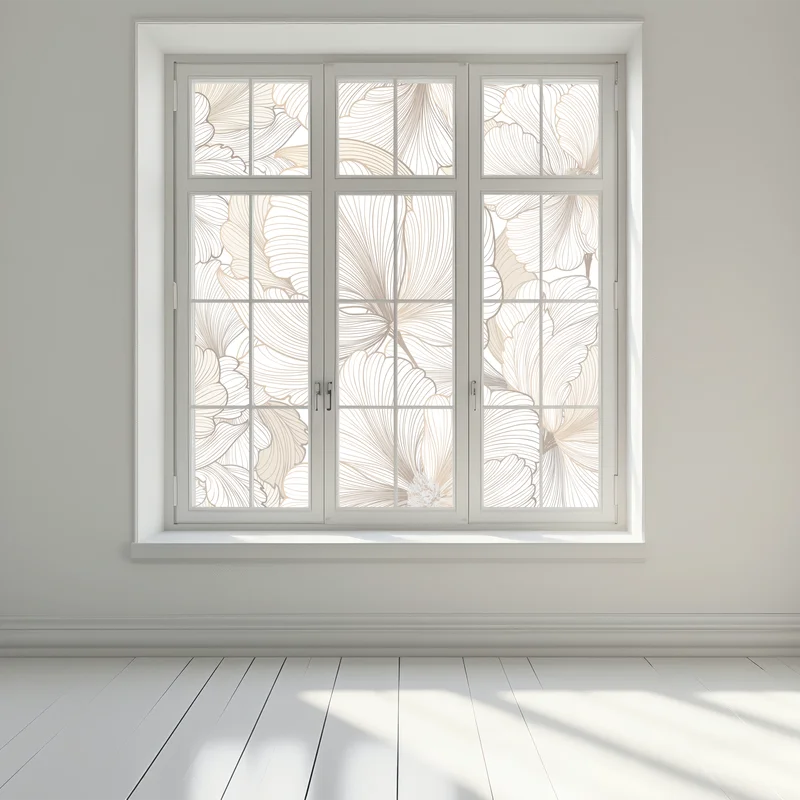 Fensteraufkleber zarte beige blumenillustration Fensteraufkleber zarte beige blumenillustration