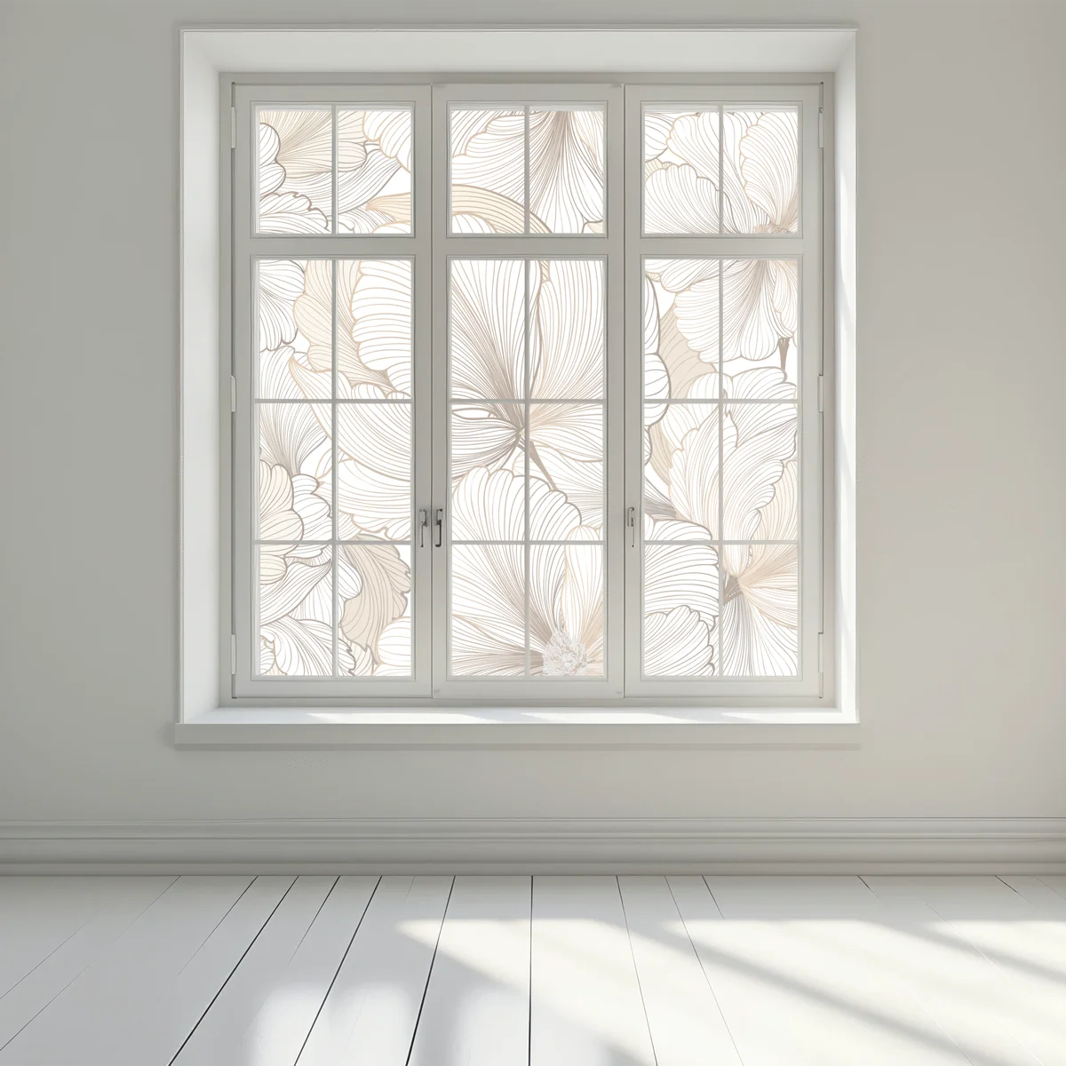 Fensteraufkleber zarte beige blumenillustration Fensteraufkleber zarte beige blumenillustration