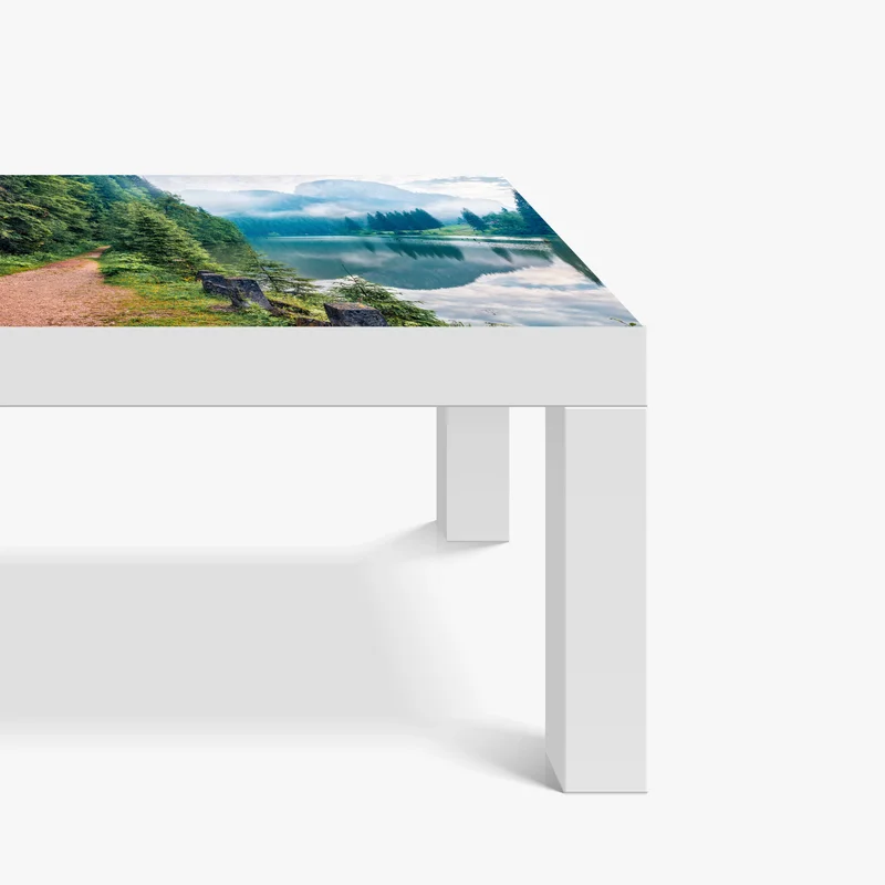 Tischaufkleber und Schreibtischaufkleber nebliger morgen am Lacu Rosu