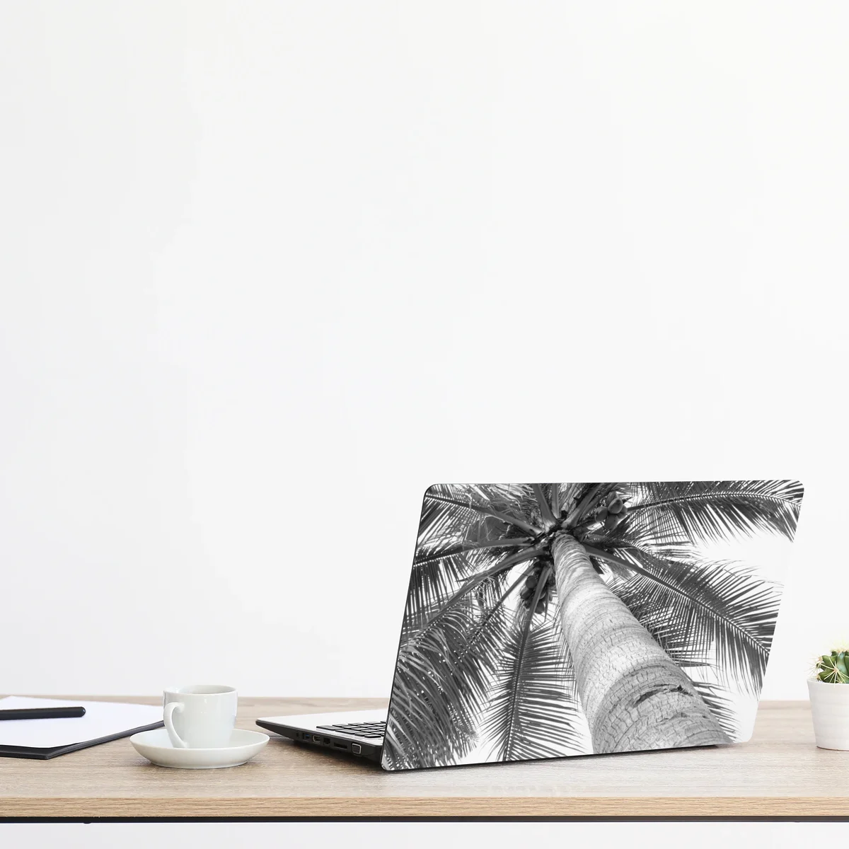 Naklejka na laptopa monochromatyczna palma z perspektywy Naklejka na laptopa monochromatyczna palma z perspektywy