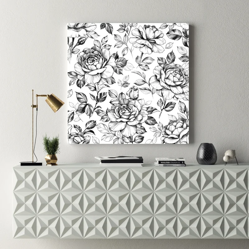 Leinwandbild handgezeichnetes rosenmuster Leinwandbild handgezeichnetes rosenmuster