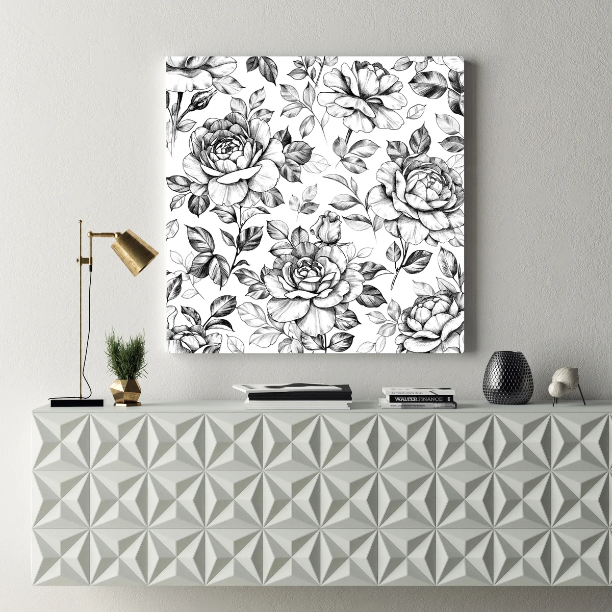 Leinwandbild handgezeichnetes rosenmuster Leinwandbild handgezeichnetes rosenmuster