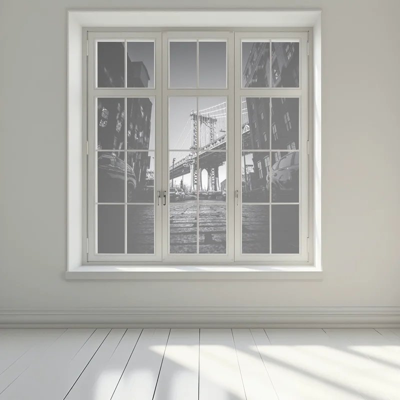 Fensteraufkleber Manhattan brücke perspektive über kopfsteinpflaster