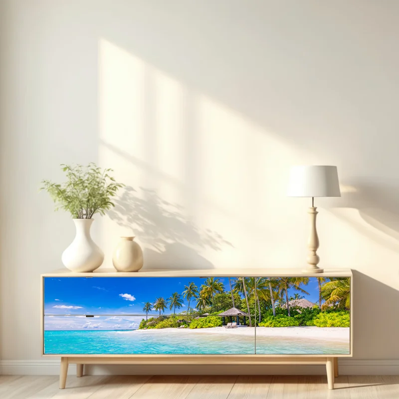 Repositionierbarer Aufkleber tropischer türkisstrand