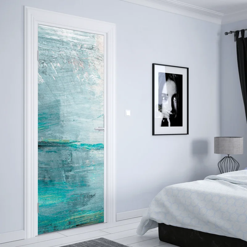 Türaufkleber ruhige türkise abstrakte meereslandschaft Türaufkleber ruhige türkise abstrakte meereslandschaft