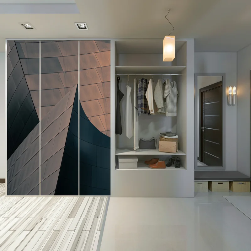 Schrankaufkleber geometrische architekturformen aus metall