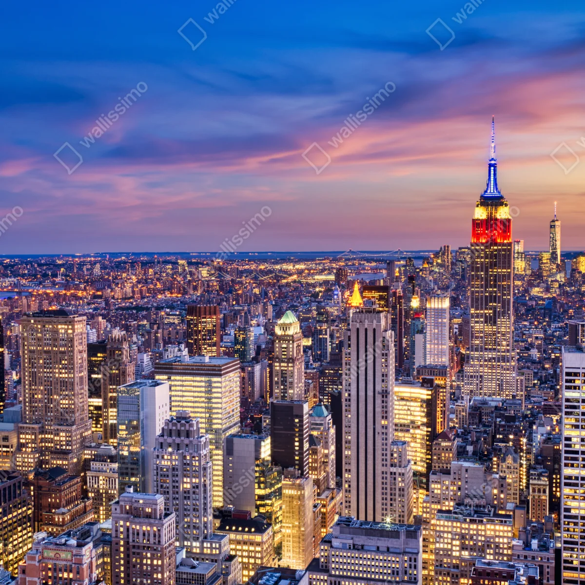 Fototapete New York skyline bei dämmerung Fototapete New York skyline bei dämmerung