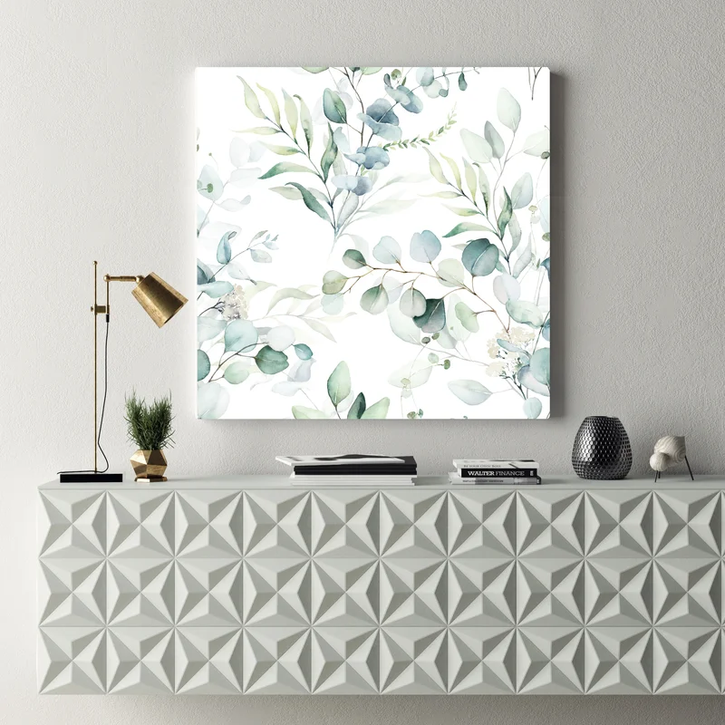 Leinwandbild aquarell eukalyptus blättermuster Leinwandbild aquarell eukalyptus blättermuster