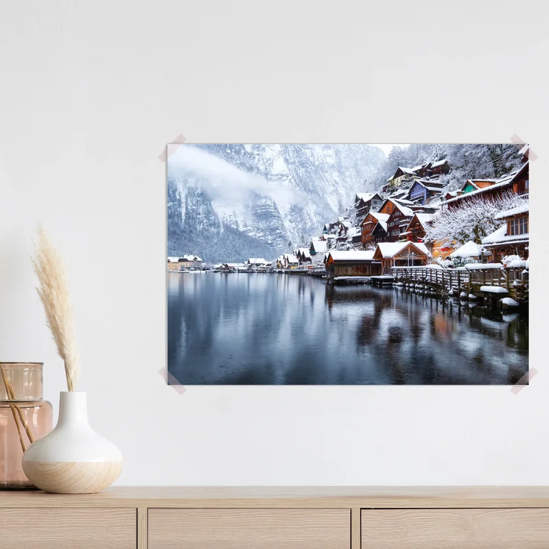 Poster verschneites Hallstatt am see Poster verschneites Hallstatt am see