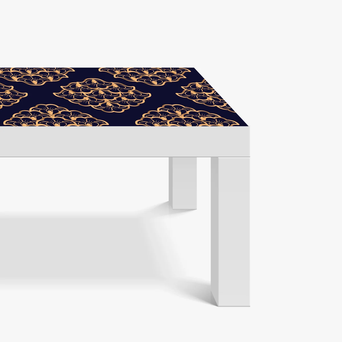 Tischaufkleber und Schreibtischaufkleber goldenes damastmuster auf marineblauem hintergrund Tischaufkleber und Schreibtischaufkleber goldenes damastmuster auf marineblauem hintergrund